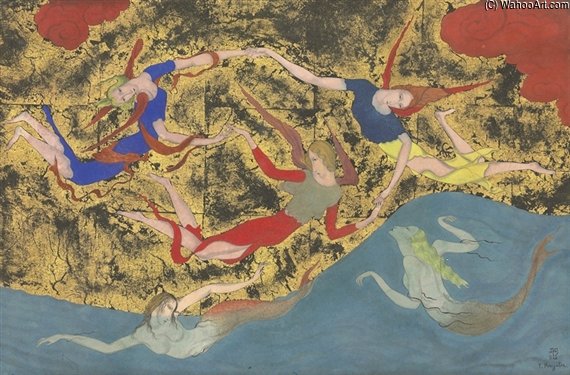 WikiOO.org - Encyclopedia of Fine Arts - Målning, konstverk Léonard Tsugouharu Foujita - Anges Et Sirènes