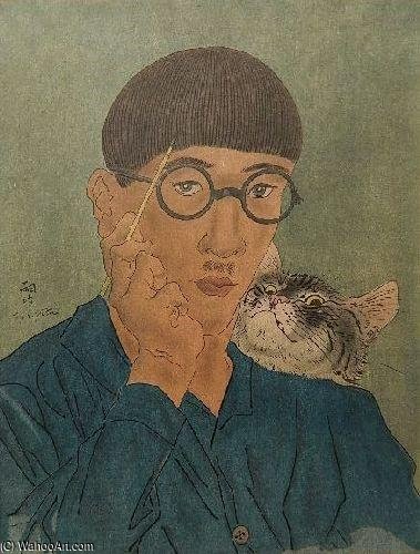 WikiOO.org - Encyclopedia of Fine Arts - Målning, konstverk Léonard Tsugouharu Foujita - Auto Portrait