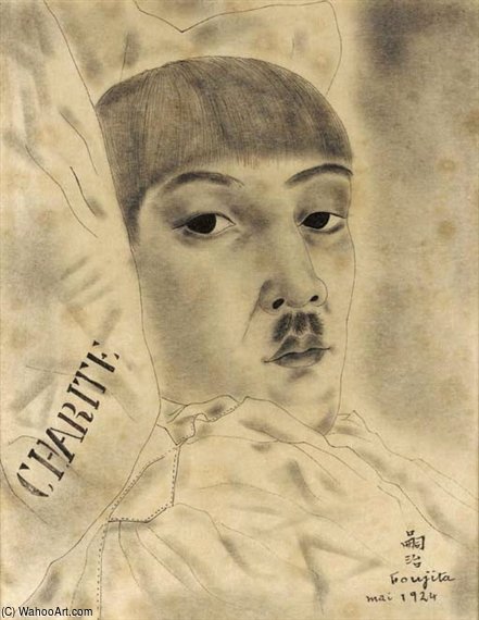 WikiOO.org - Enciklopedija dailės - Tapyba, meno kuriniai Léonard Tsugouharu Foujita - Autoportrait (charité)