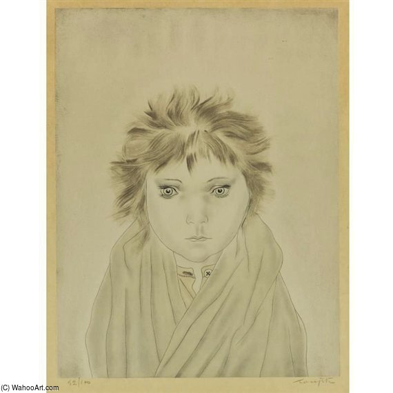 Wikioo.org - The Encyclopedia of Fine Arts - Painting, Artwork by Léonard Tsugouharu Foujita - Boy With Blanket