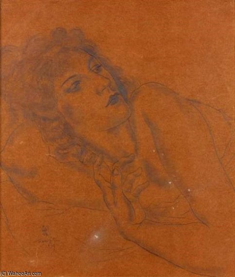 Wikioo.org - The Encyclopedia of Fine Arts - Painting, Artwork by Léonard Tsugouharu Foujita - Buste De Femme Allongee