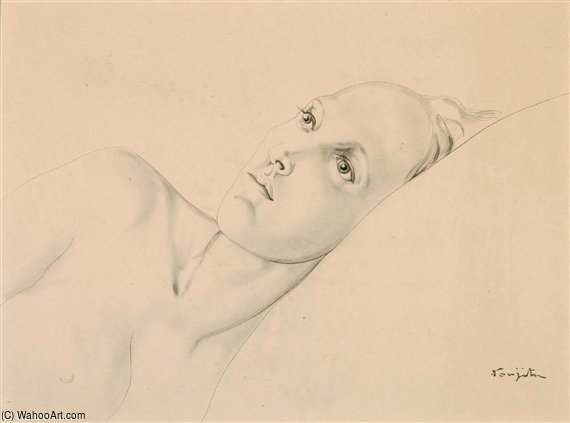 Wikioo.org - สารานุกรมวิจิตรศิลป์ - จิตรกรรม Léonard Tsugouharu Foujita - Buste De Femme Nue