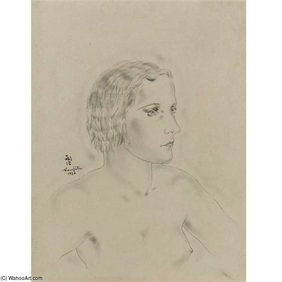 Wikioo.org - The Encyclopedia of Fine Arts - Painting, Artwork by Léonard Tsugouharu Foujita - Buste De Jeune Femme