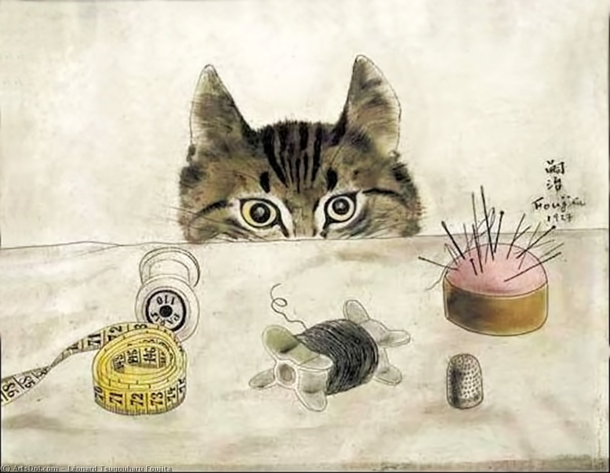 Wikioo.org - The Encyclopedia of Fine Arts - Painting, Artwork by Léonard Tsugouharu Foujita - Chat Couturier