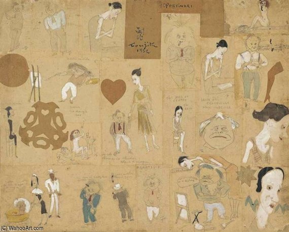 WikiOO.org - Encyclopedia of Fine Arts - Maľba, Artwork Léonard Tsugouharu Foujita - Composition, À Portinari