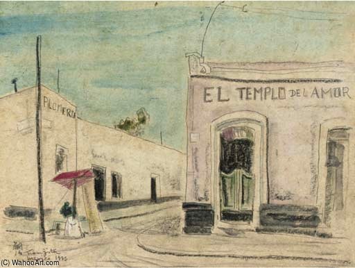 Wikioo.org - The Encyclopedia of Fine Arts - Painting, Artwork by Léonard Tsugouharu Foujita - El Templo De Amor, Mexico
