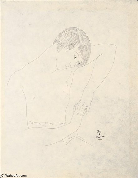 Wikioo.org - สารานุกรมวิจิตรศิลป์ - จิตรกรรม Léonard Tsugouharu Foujita - Femme Accoundée