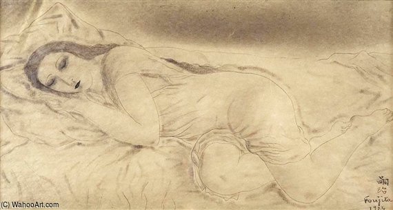 WikiOO.org - Encyclopedia of Fine Arts - Maľba, Artwork Léonard Tsugouharu Foujita - Femme Allongée, Youki