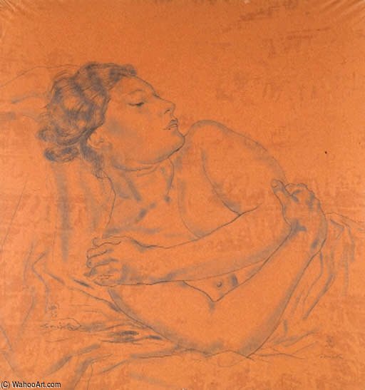 Wikioo.org – L'Enciclopedia delle Belle Arti - Pittura, Opere di Léonard Tsugouharu Foujita - Femme allongée
