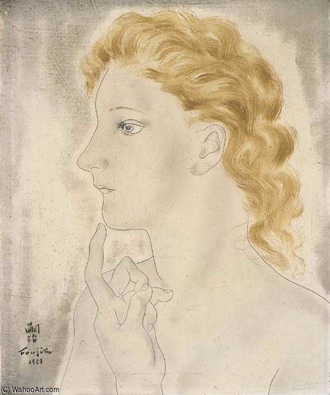 WikiOO.org - Encyclopedia of Fine Arts - Maalaus, taideteos Léonard Tsugouharu Foujita - Femme De Profil