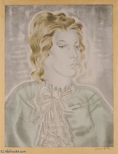WikiOO.org - Encyclopedia of Fine Arts - Maľba, Artwork Léonard Tsugouharu Foujita - Femme En Chemise Verte