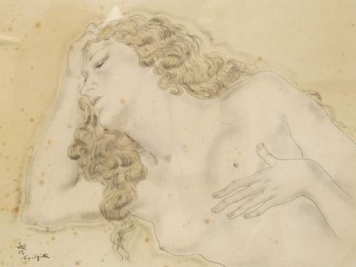 WikiOO.org - Енциклопедія образотворчого мистецтва - Живопис, Картини
 Léonard Tsugouharu Foujita - Femme Lascive