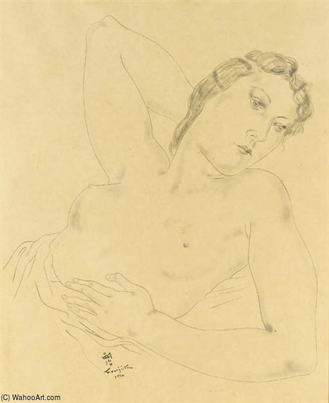 WikiOO.org - אנציקלופדיה לאמנויות יפות - ציור, יצירות אמנות Léonard Tsugouharu Foujita - Femme Nue Assise