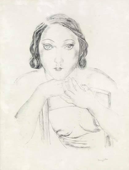 WikiOO.org - Enciclopédia das Belas Artes - Pintura, Arte por Léonard Tsugouharu Foujita - Jeune Femme Accoudée