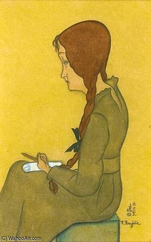 Wikioo.org - สารานุกรมวิจิตรศิลป์ - จิตรกรรม Léonard Tsugouharu Foujita - Jeune Femme Assise
