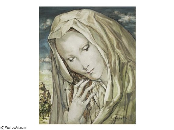 WikiOO.org - Енциклопедія образотворчого мистецтва - Живопис, Картини
 Léonard Tsugouharu Foujita - Jeune Femme Au Voile