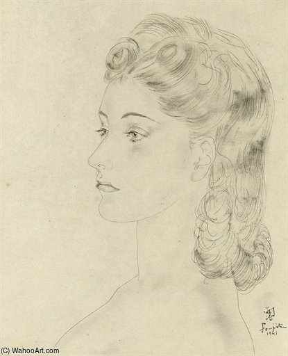 WikiOO.org - Encyclopedia of Fine Arts - Maalaus, taideteos Léonard Tsugouharu Foujita - Jeune Femme De Profil