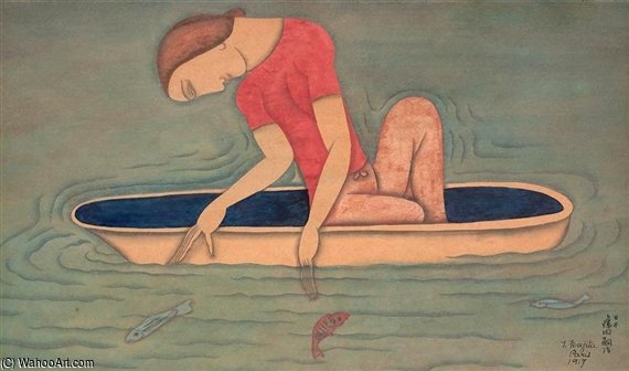 Wikioo.org - สารานุกรมวิจิตรศิลป์ - จิตรกรรม Léonard Tsugouharu Foujita - La Barque