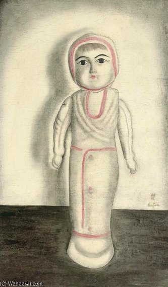 WikiOO.org - Encyclopedia of Fine Arts - Maľba, Artwork Léonard Tsugouharu Foujita - La Poupee En Blanc Et Rose