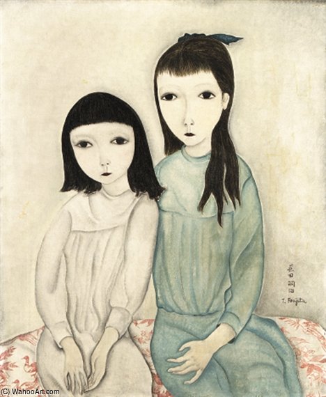 Wikioo.org - The Encyclopedia of Fine Arts - Painting, Artwork by Léonard Tsugouharu Foujita - Les Deux Petites Amies