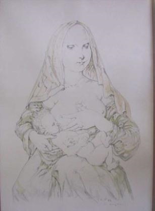 Wikioo.org - The Encyclopedia of Fine Arts - Painting, Artwork by Léonard Tsugouharu Foujita - Madonna & Child