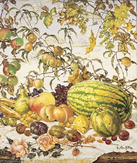 Wikioo.org - The Encyclopedia of Fine Arts - Painting, Artwork by Léonard Tsugouharu Foujita - Nature Morte D'eté