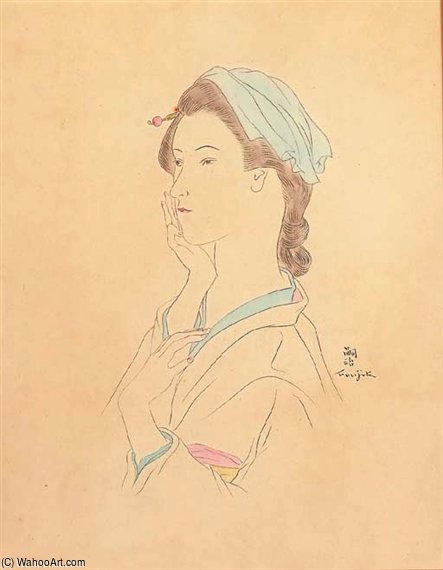 WikiOO.org - Güzel Sanatlar Ansiklopedisi - Resim, Resimler Léonard Tsugouharu Foujita - Portrait De Femme Orientale