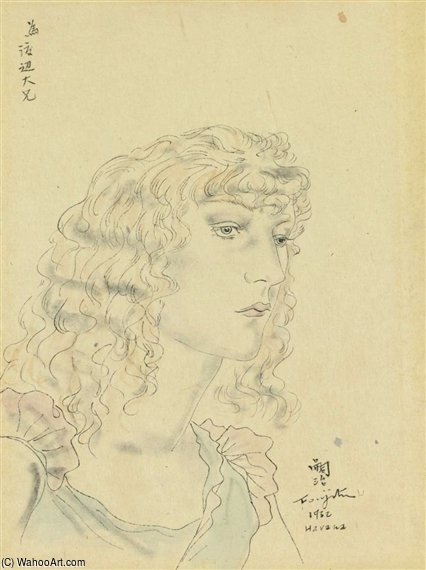 WikiOO.org - Encyclopedia of Fine Arts - Festés, Grafika Léonard Tsugouharu Foujita - Portrait De Femme, Madeleine