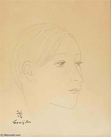 Wikioo.org - สารานุกรมวิจิตรศิลป์ - จิตรกรรม Léonard Tsugouharu Foujita - Portrait De Femme