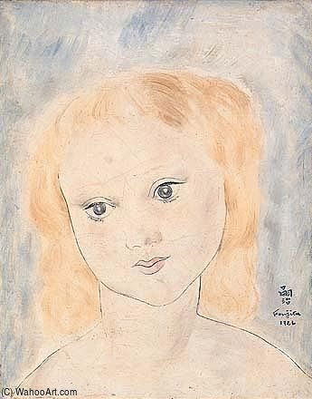 WikiOO.org - Encyclopedia of Fine Arts - Maalaus, taideteos Léonard Tsugouharu Foujita - Portrait De Fillette Blonde
