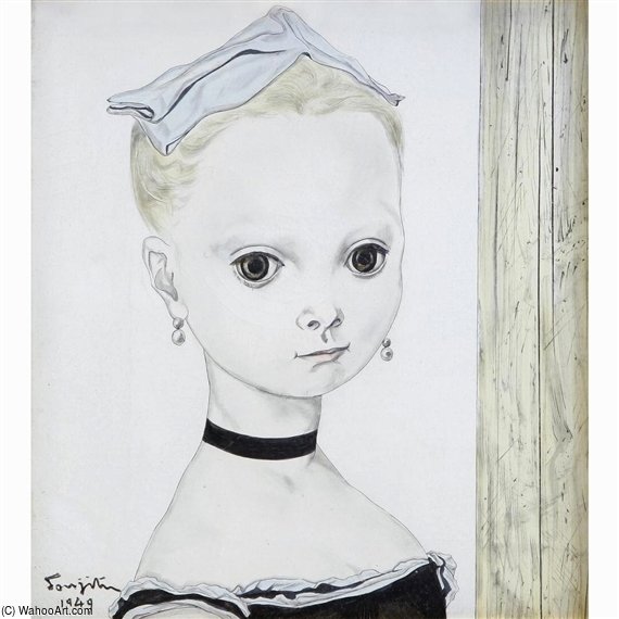 WikiOO.org - Encyclopedia of Fine Arts - Lukisan, Artwork Léonard Tsugouharu Foujita - Portrait De Jeune Fille