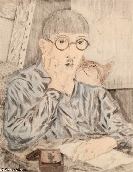 WikiOO.org - אנציקלופדיה לאמנויות יפות - ציור, יצירות אמנות Léonard Tsugouharu Foujita - Portrait De L'artiste