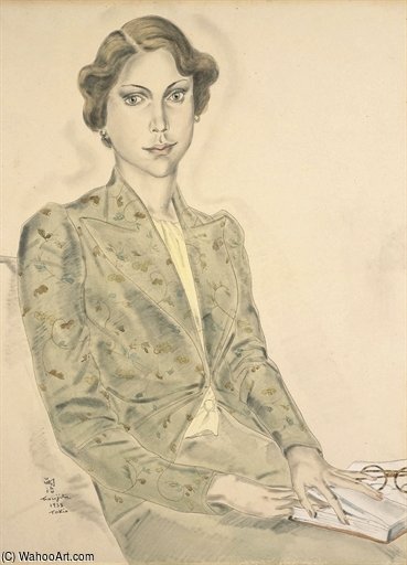 WikiOO.org - Encyclopedia of Fine Arts - Maľba, Artwork Léonard Tsugouharu Foujita - Portrait De L'épouse De L'ambassadeur De Suède Au Royaume-uni