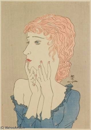 Wikioo.org - The Encyclopedia of Fine Arts - Painting, Artwork by Léonard Tsugouharu Foujita - Portrait Of European Woman