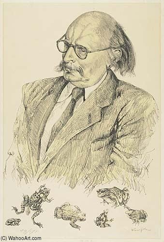 WikiOO.org - Encyclopedia of Fine Arts - Målning, konstverk Léonard Tsugouharu Foujita - Portrait Of Jean Rostand