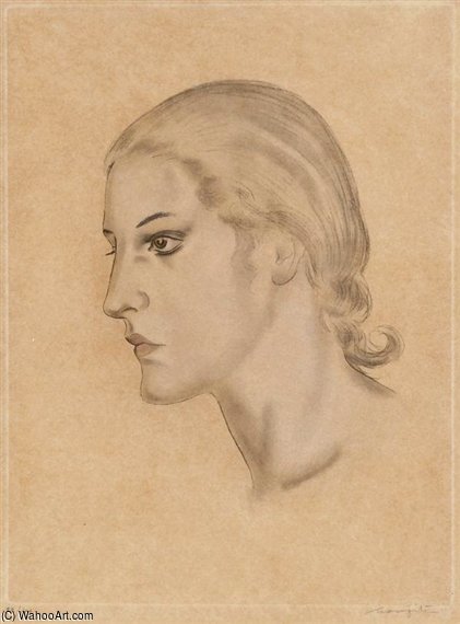WikiOO.org - Encyclopedia of Fine Arts - Maleri, Artwork Léonard Tsugouharu Foujita - Profile De Jeunne Femme