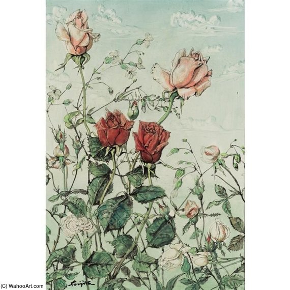 WikiOO.org - Güzel Sanatlar Ansiklopedisi - Resim, Resimler Léonard Tsugouharu Foujita - Roses