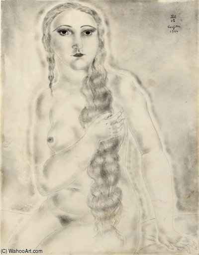 WikiOO.org - Enciklopedija dailės - Tapyba, meno kuriniai Léonard Tsugouharu Foujita - Seated Nude