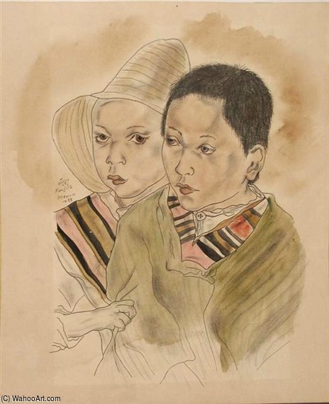 WikiOO.org - Encyclopedia of Fine Arts - Malba, Artwork Léonard Tsugouharu Foujita - Two Boys In Mexico