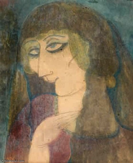 WikiOO.org - Encyclopedia of Fine Arts - Maleri, Artwork Léonard Tsugouharu Foujita - Tête De Jeune Femme