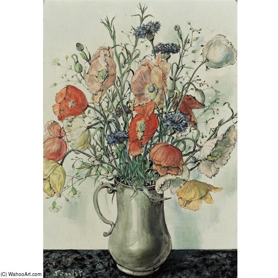 Wikioo.org - Die Enzyklopädie bildender Kunst - Malerei, Kunstwerk von Léonard Tsugouharu Foujita - Vase De Coquelicots