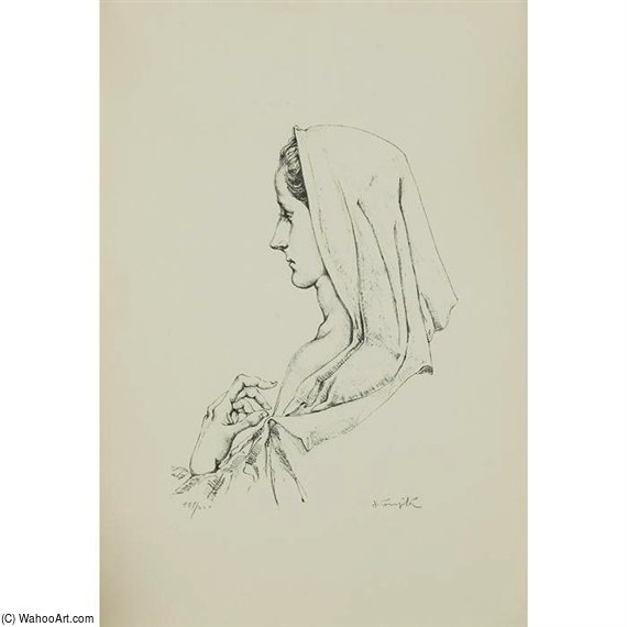WikiOO.org - Enciclopédia das Belas Artes - Pintura, Arte por Léonard Tsugouharu Foujita - Woman In Profile