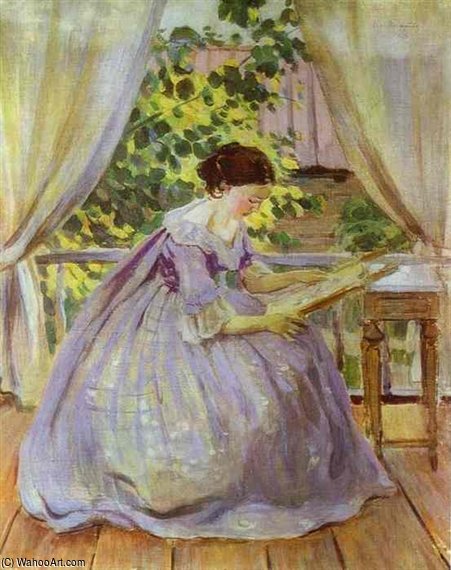 WikiOO.org - Encyclopedia of Fine Arts - Maľba, Artwork Victor Borisov Mtov - Lady Embroidering