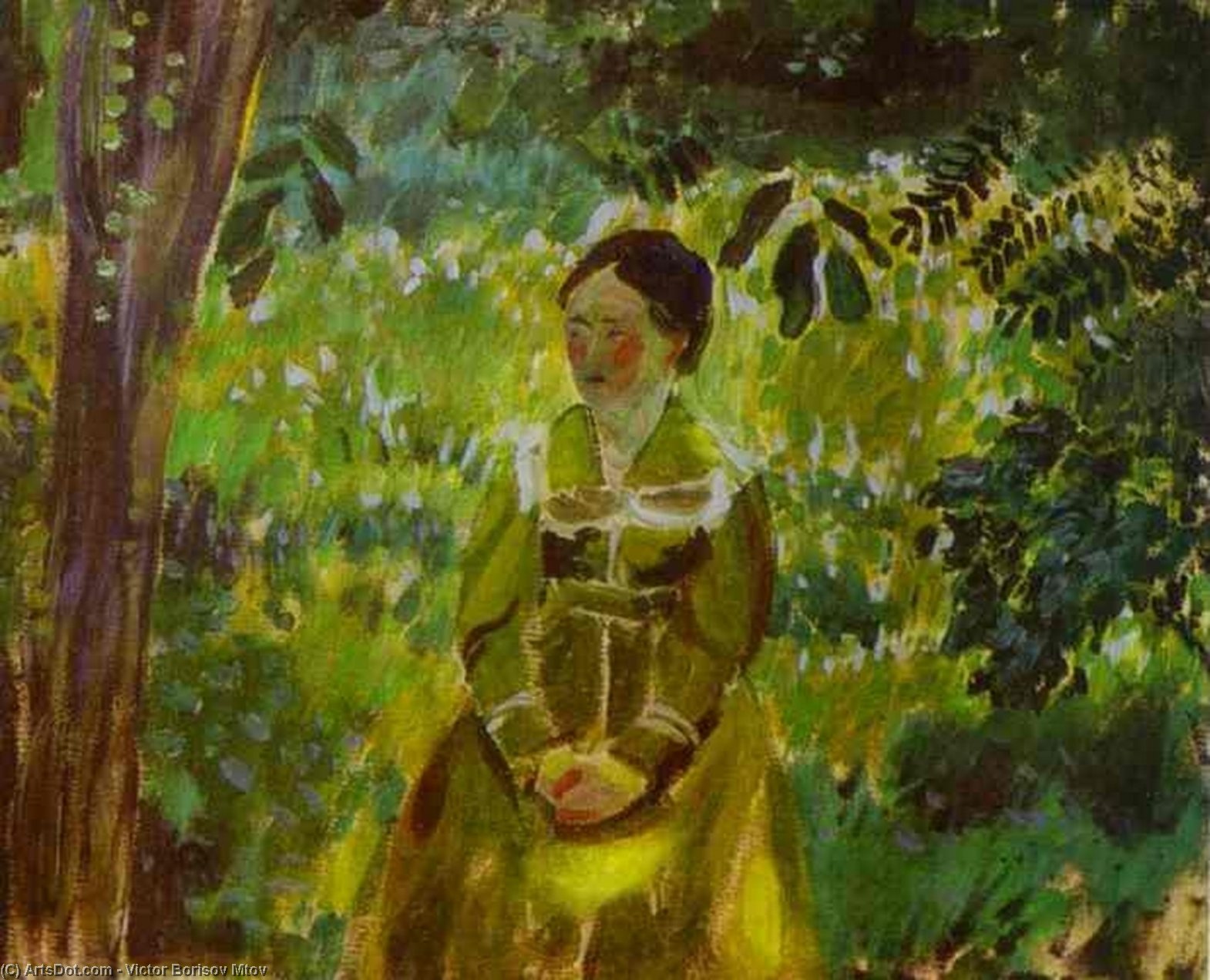 Wikioo.org - The Encyclopedia of Fine Arts - Painting, Artwork by Victor Borisov Mtov - Lady In A Garden