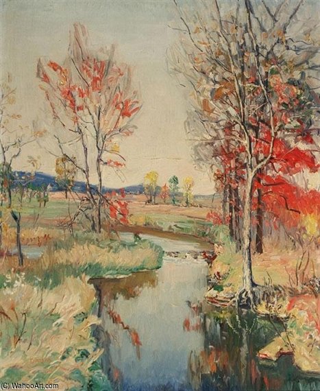 Wikioo.org - The Encyclopedia of Fine Arts - Painting, Artwork by Walter Emerson Baum - Autumn River Landscape
