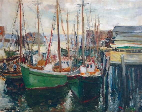 Wikioo.org - The Encyclopedia of Fine Arts - Painting, Artwork by Walter Emerson Baum - New Bedford Fishing Boat