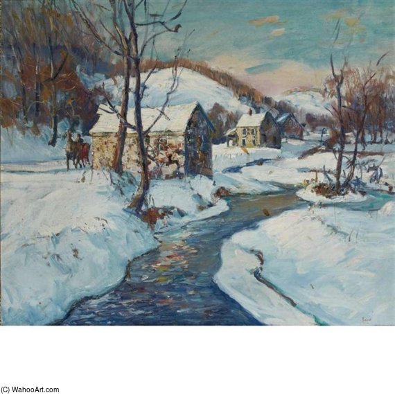 WikiOO.org - Encyclopedia of Fine Arts - Festés, Grafika Walter Emerson Baum - Sleigh Ride In Winter