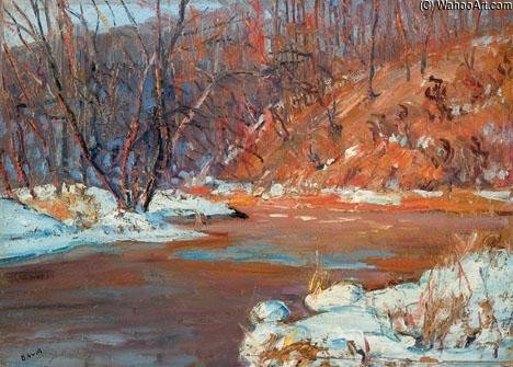 Wikioo.org – L'Enciclopedia delle Belle Arti - Pittura, Opere di Walter Emerson Baum - Neve sulla riva del fiume