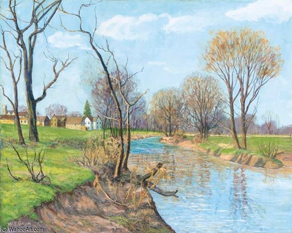 WikiOO.org - 백과 사전 - 회화, 삽화 Walter Emerson Baum - The Creek, Spring