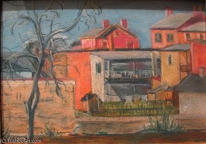 WikiOO.org - Encyclopedia of Fine Arts - Maleri, Artwork Walter Emerson Baum - Town Scene